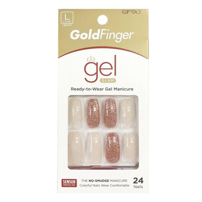 Amazon.com : GoldFinger Gel Glam Design Nail Full Cover False Nails  Manicure Long Fake Nails with Glue : Beauty & Personal Care